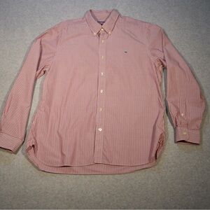 Vineyard Vines Shirt Mens Collegiate Button Down Long Sleeve LG Burgundy Stripe